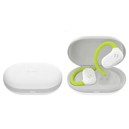 Casti alergare intraauriculare Havit OWS915 cu microfon, Bluetooth 5.4, TWS, ENC, IPX5, USB C, 1000mAh, aplicatie Havit Life (Alb)