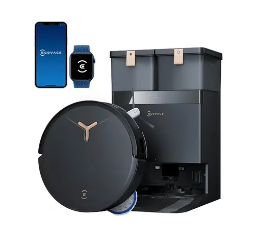 Aspirator robot Ecovacs DEEBOT T50 MAX PRO OMNI G2, Autonomie 200 minute, 18500 Pa, Navigare cu laser, Programare, Asistent vocal, TruEdge 2.0, OZMO Turbo (Negru)