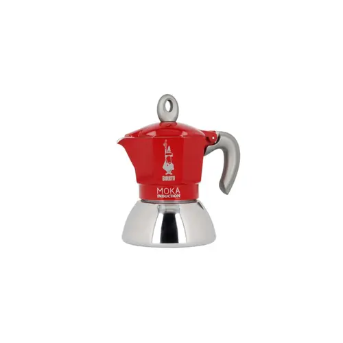Espressor New Moka Induction, Bialetti, Aluminiu, 2 cesti (2 tz), Rosu
