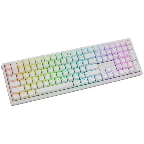 Tastatura Gaming Ducky Zero 6108 Pure, Wireless 2.4 Ghz, Bluetooth, USB, iluminare RGB, Cherry MX2A Red (Alb)