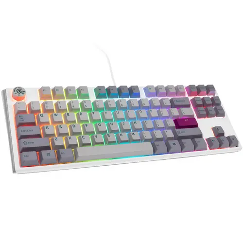 Tastatura Gaming Ducky One 3 TKL Mist, iluminare RGB, Wired, USB, Cherry MX Ergo-Clear (Gri/Alb)