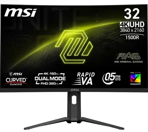 Monitor Gaming Rapid VA LED MSI MAG 31.5inch 321CUPDF, UHD (3840 x 2160), HDMI, DisplayPort, Ecran curbat, 320 Hz, 0.5 ms (Negru)