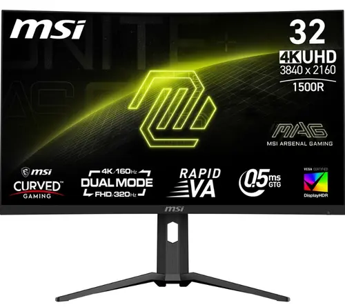 Monitor Gaming Rapid VA LED MSI MAG 31.5inch 321CUPDF, UHD (3840 x 2160), HDMI, DisplayPort, Ecran curbat, 320 Hz, 0.5 ms (Negru)