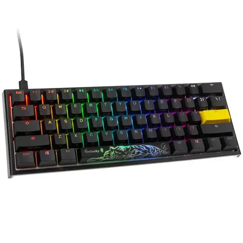 Tastatura Gaming Ducky One 2 Pro Mini, iluminare RGB, Wired, USB, Cherry Silent Red (Negru)