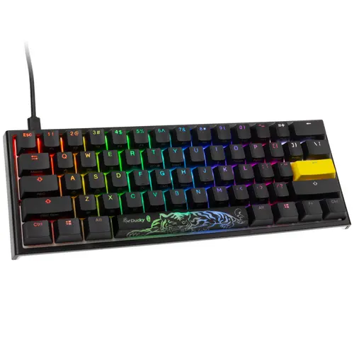 Tastatura Gaming Ducky One 2 Pro Mini, iluminare RGB, Wired, USB, Cherry Silent Red (Negru)