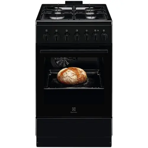 Aragaz Electrolux LKK520022K, Mixt, 4 arzatoare, Siguranta plita, Aprindere integrata, Timer mecanic, Iluminare cuptor, Grill, Clasa A, 50 cm (Negru)