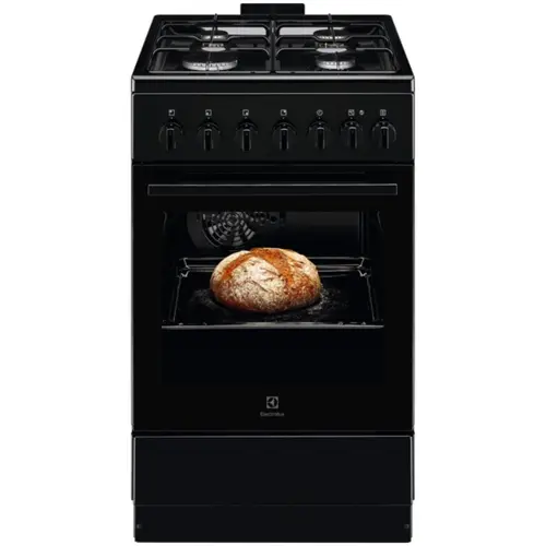 Aragaz Electrolux LKK520022K, Mixt, 4 arzatoare, Siguranta plita, Aprindere integrata, Timer mecanic, Iluminare cuptor, Grill, Clasa A, 50 cm (Negru)