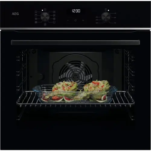 Cuptor incorporabil AEG TU5AB21FSB, Electric, Grill, Ghidaj telescopic pe 1 nivel, volum net 72 L, Clasa A+, Sticla (Negru)