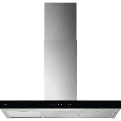 Hota incorporabila decorativa AEG GB67D91HL, Putere de absorbtie 730 mc/h, Conectivitate plita, Control electronic, Functie Breeze, 90 cm (Inox/Negru)