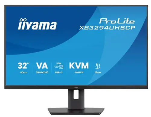 Monitor IPS LED Iiyama 31.5inch XB3294UHSCP-B1, UHD (3840 x 2160), HDMI, DisplayPort, Boxe, Pivot, 2 ms (Negru)