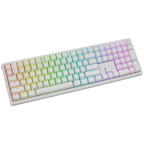 Tastatura Gaming Ducky Zero 6108 Pure, Wireless2.4 Ghz, Bluetooth, Wired, USB, iluminare RGB, Cherry MX2A Speed Silver (Alb)