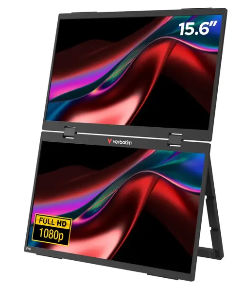 Dual Monitor Portabil IPS LED Verbatim 15.6inch 32403, Full HD (1920 x 1080), USB-C / Mini HDMI (Negru)