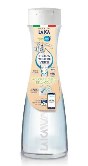 Carafa din sticla Laica B31AA, 1.1 L, Indicator Eco de schimbare filtru (Transparent)