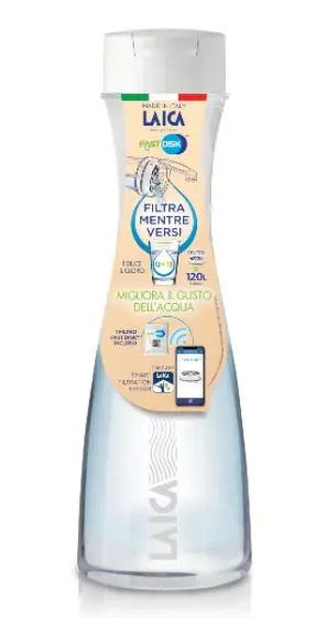 Carafa din sticla Laica B31AA, 1.1 L, Indicator Eco de schimbare filtru (Transparent)