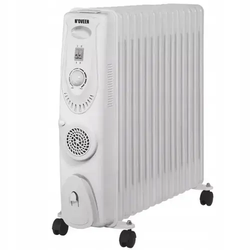Calorifer electric cu ulei Noveen OH1501, 3400 W, 15 elementi, 3 trepte de putere, ventilator turbo (Alb)