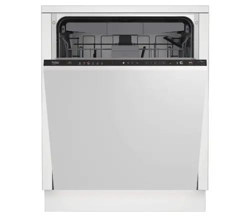 Masina de spalat vase incorporabila Beko BDIN36535, 15 seturi, 6 programe, HygieneIntense, SteamGloss, AquaIntense, Motor ProSmart Inverter, AutoDoor Opening, Touch Button, Cutlery Tray, Clasa C, 60 cm (Alb)