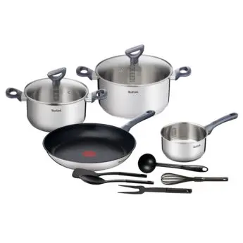 Set oale de 11 piese Tefal Daily Cook, 2 oale cu capac 20/24 cm, tigaie 28 cm, cratita 16 cm, 5 ustensile