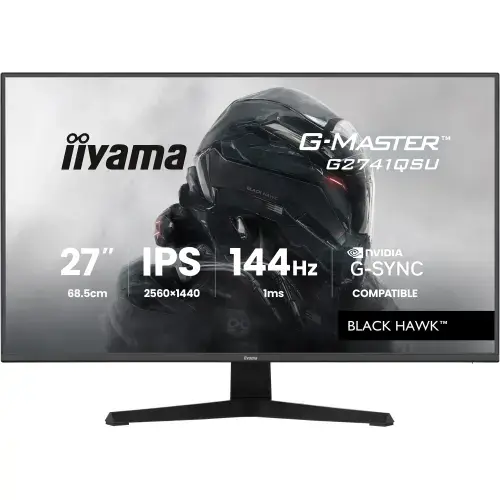 Monitor Gaming Iiyama 27inch G2741QSU-B1, QHD (2560 x 1440), HDMI, DisplayPort, Boxe, 144 Hz, 1 ms (Negru)