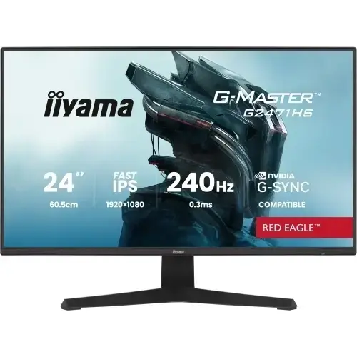 Monitor Gaming IPS LED Iiyama 23.8inch G2471HS-B1, Full HD (1920 x 1080), HDMI, DisplayPort, Boxe, 240 Hz, 0.3 ms (Negru)