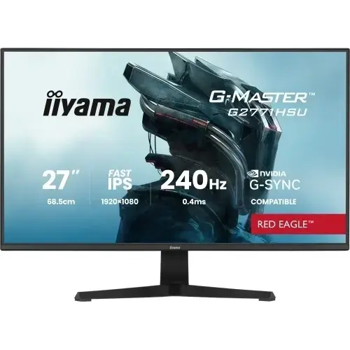 Monitor Gaming Fast IPS LED Iiyama 27inch G2771HSU-B1, Full HD (1920 x 1080), HDMI, DisplayPort, Boxe, 240 Hz, 0.4 ms (Negru)