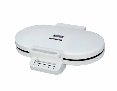 Aparat de gofre HEINNER HWF-F14002WH, 1400 W, 2 gofre/vafe, Placi cu invelis antiaderent, Diametru 15.5 cm (Alb)