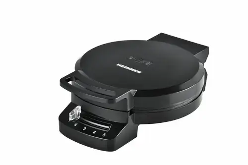 Aparat de gofre HEINNER HWF-F1200BK, 1200 W, 1 gofra/vafa, Placa fixa cu invelist antiaderent, Diametru 16.2 cm, Depozitare verticala (Negru)