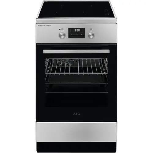 Aragaz AEG CIB56491BM, Electric, Inductie 4 zone de gatit, Booster, SteamBake, AirFry, Timer cu display electronic, Grill, Clasa A, 50 cm (Inox)