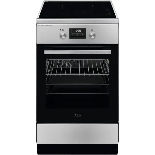 Aragaz AEG CIB56491BM, Electric, Inductie 4 zone de gatit, Booster, SteamBake, AirFry, Timer cu display electronic, Grill, Clasa A, 50 cm (Inox)