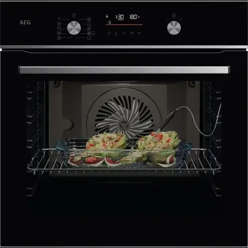 Cuptor incorporabil AEG OS6CB531AB, Electric, Autocuratare catalitica, Conectivitate WI-FI, Inchidere amortizata a usii, Grill, Ghidaj telescopic pe 1 nivel, volum net 71 L, Clasa A+, Sticla (Negru)