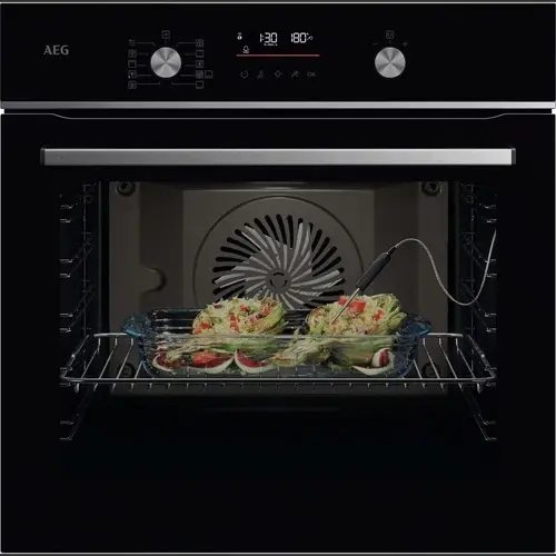 Cuptor incorporabil AEG OS6CB531AB, Electric, Autocuratare catalitica, Conectivitate WI-FI, Inchidere amortizata a usii, Grill, Ghidaj telescopic pe 1 nivel, volum net 71 L, Clasa A+, Sticla (Negru)