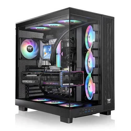 Carcasa Thermaltake View 380 XL TG, ARGB, Middle Tower, Fara sursa (Negru)