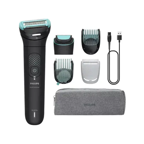 Aparat de tuns corporal Philips BG7470/15, Autonomie 120 minute, Cap flexibil 2D, Rezistent la apa (Negru)