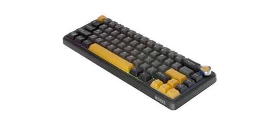 Tastatura Gaming Marvo KG984W Titan 65, Wireless, Bluetooth, Wired, iluminare RGB (Negru/Galben)