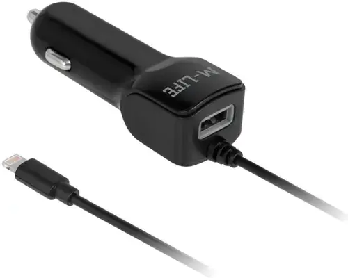 Incarcator Auto M-Life ML0993, 1x USB/1x Lightning, 2.1A (Negru)