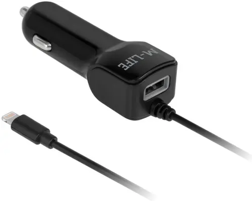 Incarcator Auto M-Life ML0993, 1x USB/1x Lightning, 2.1A (Negru)