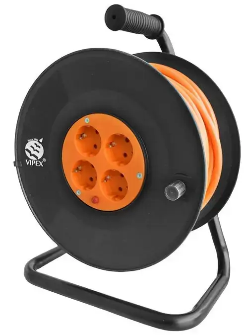 Prelungitor tambur Vipex PS15-T25, 4 prize, 25 m (Negru/Portocaliu)