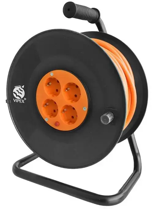 Prelungitor tambur Vipex PS25-T50, 4 prize, 50 m (Negru/Portocaliu)