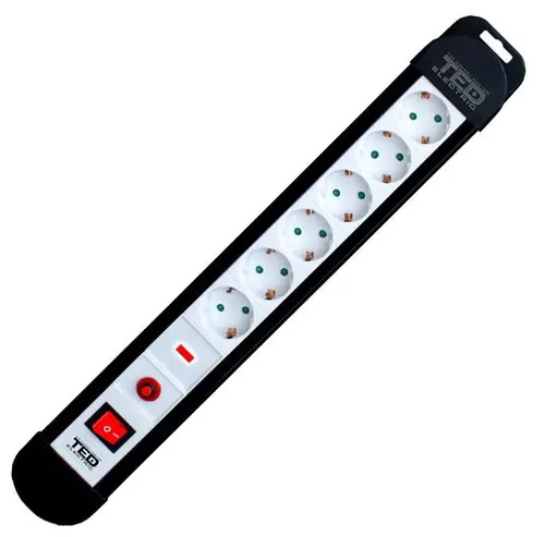 Prelungitor TED Electric PS-TED6-5, 6 prize, 5 m (Negru/Alb)