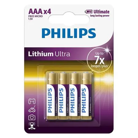 Baterii Philips FR03LB4A/1, Lithium Ultra, LR3 AAA, 4 buc