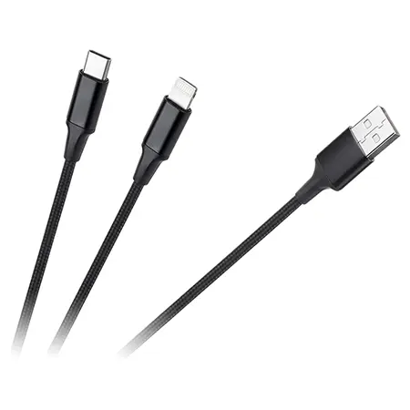 Cablu Cabletech KPO3944, USB A - USB C/LIGHTNING, 1 m (Negru)