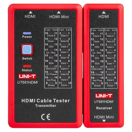 Tester cablu HDMI  UNI-T UT681HDMI, baterie de 9 V (Rosu)