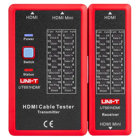 Tester cablu HDMI  UNI-T UT681HDMI, baterie de 9 V (Rosu)