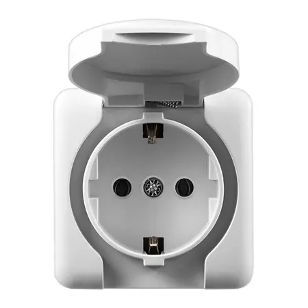 Priza schuko cu capac OEM E-PRPTC, simpla (Alb)