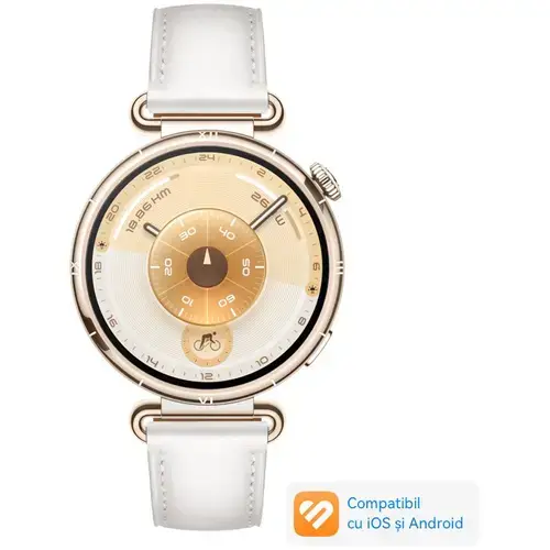 Smartwatch Huawei Watch GT 6, 41MM, Ecran AMOLED 1.32inch, Bluetooth, GPS, Monitorizare sanatate emotionala, Curea Alba Piele Compozit, 5 ATM (Alb)