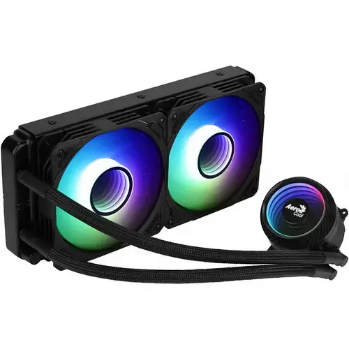 Cooler CPU  Aerocool Mirage L240, iluminare ARGB, racire cu lichid, 2x120mm (Negru)