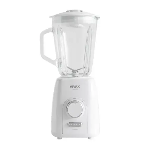 Blender Vivax BL-600G, 600 W, capacitate 1, 5 L, borcan de sticla, 2 viteze (Alb)