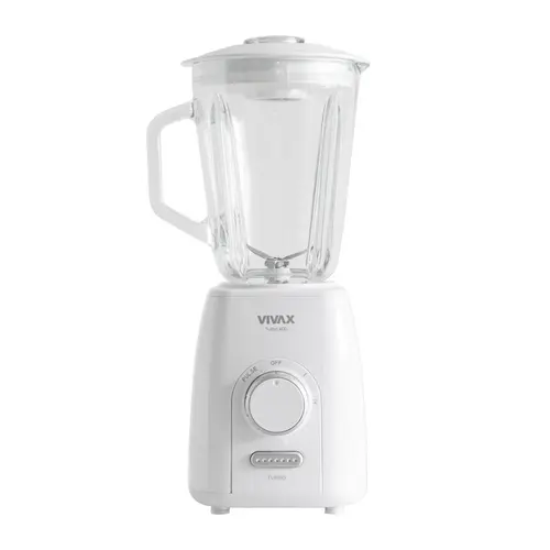 Blender Vivax BL-600G, 600 W, capacitate 1, 5 L, borcan de sticla, 2 viteze (Alb)