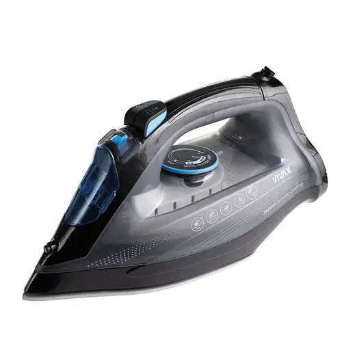 Fier de calcat cu abur Vivax IR-2600CB, 2600W, Termostat reglabil, Rezervor de apa 320ml (Negru/Albastru)