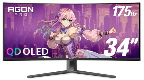 Monitor Gaming QD - OLED AOC AGON PRO 34inch AG346UCD, WQHD (3440 x 1440), HDMI, DisplayPort, Boxe, Ecran curbat, 175 Hz, 0.03 ms (Negru/Gri)
