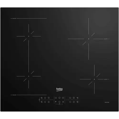 Plita incorporabila Beko HII64200SFMT, Inductie, 4 zone de gatit, Booster, Touch control, Stop & Go, OverHeat Safety System, Auto Shutdown, 60 cm (Negru)